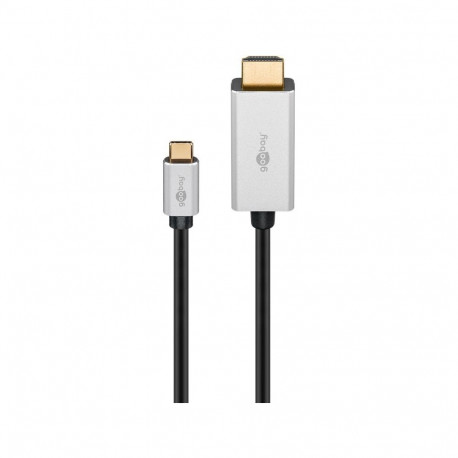 Goobay USB-C™–HDMI™ kaabel, 3 m, must;hõbedane