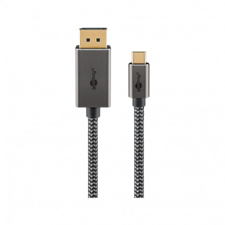 Goobay USB-C™ DisplayPort™ kaabel, 2 m, must;hõbedane 2 m