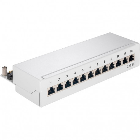 Goobay CAT 5e Mini/Desktop Patch Panel, 12 Port grey