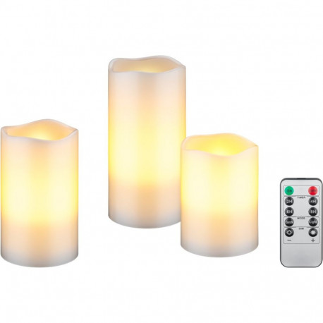 Goobay Set of 3 LED Real Wax Candles, white