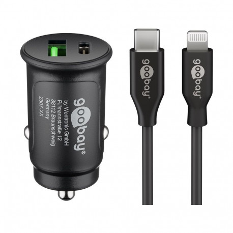 Goobay 27 W Dual USB Car Fast Charging Set Lightning