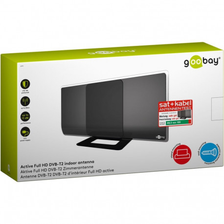 Goobay aktiivne Full HD DVB-T2 siseruumide antenn, sh LTE/4G filter