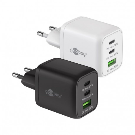 Goobay kiirlaadija 65W USB-C PD GaN mitme pordiga Nano, valge