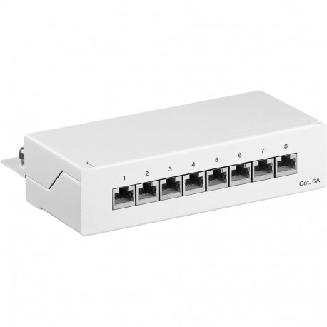 Goobay CAT 6a mini lauapealne patch paneel, 8-porti valge