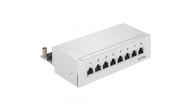 Goobay CAT 6A Mini Desktop Patch Panel, 8 Port (1 HU) grey