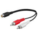 Goobay Audio Y Cable Adapter, 2x RCA Male to 1x Stereo RCA Female 0.2 m