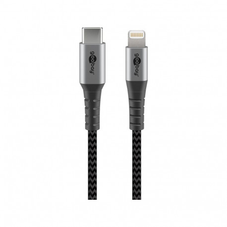 Goobay Lightning USB-C™ tekstiilkaabel metallist pistikutega, 2 m