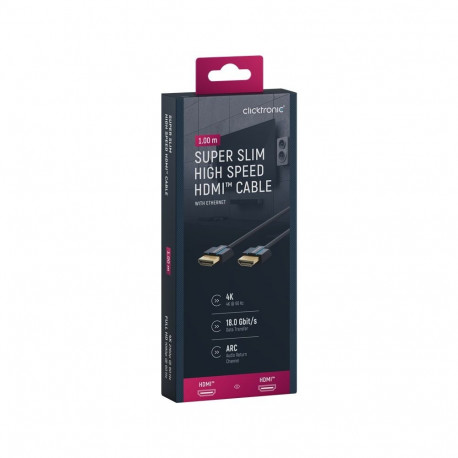 Clicktronic eriti õhuke kiire HDMI-kaabel Ethernetiga 1 m