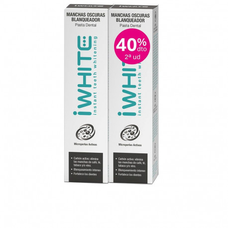 IWHITE PASTA DENTAL machas oscuras blanqueador pack 2 x 75 ml