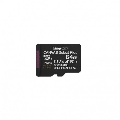 Kingston 64GB micSDXC Canvas Select Plus Gen3 100R A1 Single Pack w/o ADP