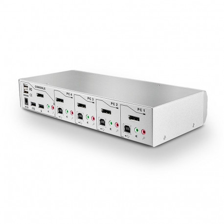 KVM Switch - LINDY 4 Port DisplayPort 1.2 KVM Switch, 3840x2160@60Hz, Silver