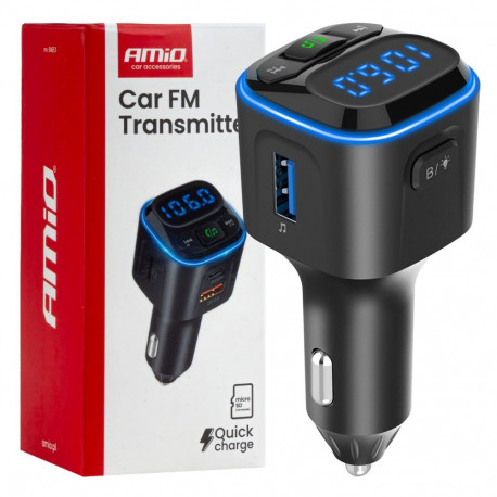 fm-saatja microsd 1×usb-a 2×usb-c 12v 24v amio-04651