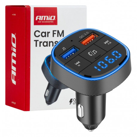 fm-saatja 2×usb-a 12v 24v amio-04648
