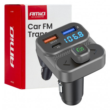 fm-saatja 2×usb-a 1×usb 12v 24v amio-04649