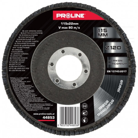 Tarcza ścierna listkowa 115mm, tsirkooniumoksiidiga, 120 gr, proline