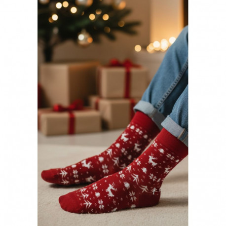 SOKISAHTEL JARNO punased jõulumustriga puuvillased sokid 446