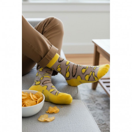 SOKISAHTEL POTATOES kartulikrõpsudega puuvillased sõnumiga sokid 444, 446