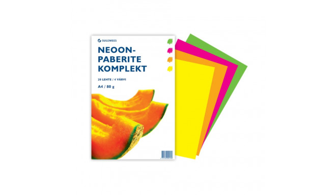 Värviline paber A4 80g 4 neoonvärvi x 5 lehte 20lehte pakis
