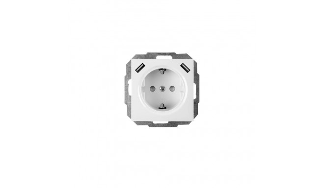 SOCKET+2USB WHITE