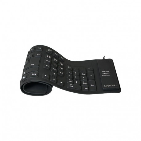 Logilink | Flexible waterproof Keyboard USB + PS/2 | ID0019A | Flexible keyboard | Wired | DE | Blac