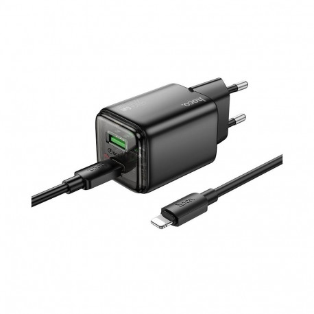 Phone charger Hoco USB A + USB C QC3.0 PD 3A 20W + cable USB C to Lightning N52 black