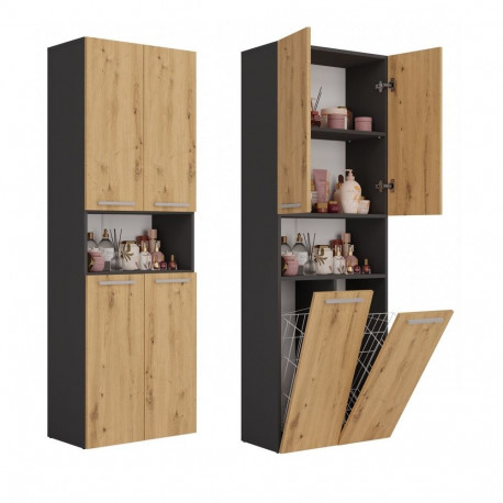 Topeshop NEL 2K DK ANT/ART KP vannitoa hoiukapp grafiit, tamm