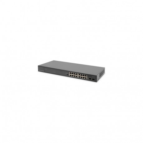 Digitus 16 Port Gigabit PoE Switch, 19 Inch, Unmanaged, 2 SFP Uplink