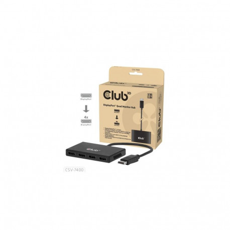 CLUB3D Quad DisplayPort™ Hub – 4 x 4K Resolution @ 30Hz, MST Support