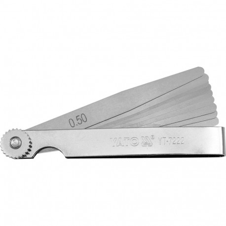 Yato Feeler Gauge YT-7222, 100mm, 10 leaves, 0.05mm, 0.06mm, 0.07mm, 0.08mm, 0.09mm, 0.10mm, 0.20mm,