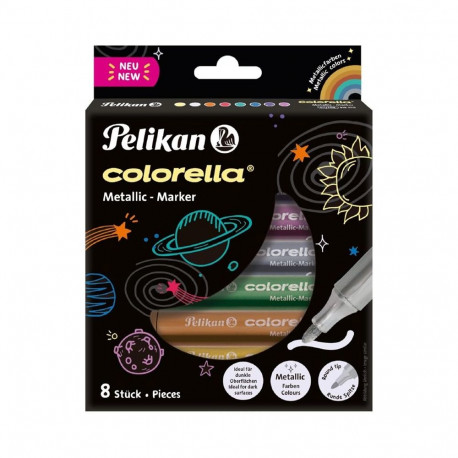 Pelikan marker Colorella, metallik, ümar ots, 8 tk