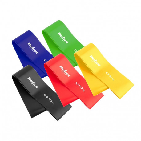 Zestaw gum do ćwiczeń TPE - Mini Band L, 2.3-18.2 kg, 5 kummilinti, värviline, REBEL ACTIVE