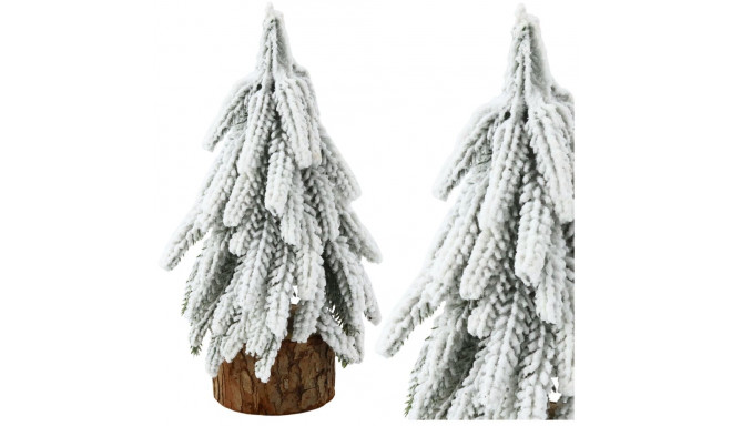 dekoratiivne kunstkuusk tüvel, lumega kaetud, 20 x 9 cm