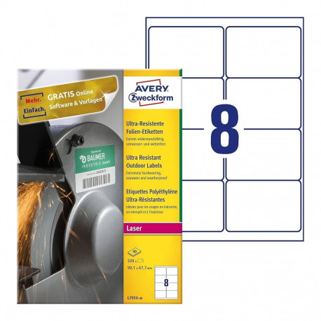 Kleebisetikett AVERY Zweckform 99,1 x 67,7mm 40 lehte ultra vastupidavad (L7914-40)