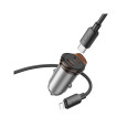 Car charger Hoco 2 x USB C QC PD 45W + cable USB C to Lightning NZ16B metal gray