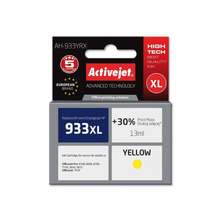 Activejet AH-933YRX ink (replacement for HP 933XL CN056AE; Premium; 13 ml; yellow)