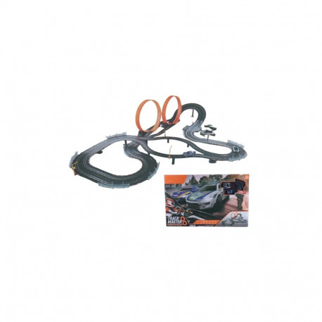 Here are a few ways to visualize or describe a car track with two loops:
1. Imag