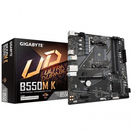 Gigabyte B550M K 1.0 M/B Processor family AMD, Processor socket AM4, DDR4 DIMM, Memory slots 4, Supp