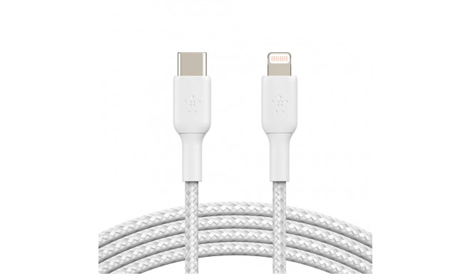 Belkin BOOST CHARGE USB-C to Lightning Cable, Braided, 2M White