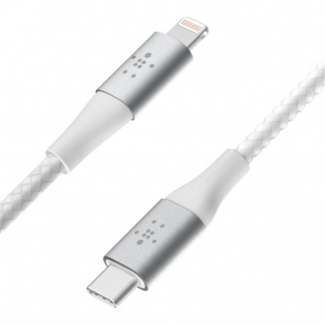 Belkin BOOST CHARGE USB-C to Lightning Cable, Braided, 1M White