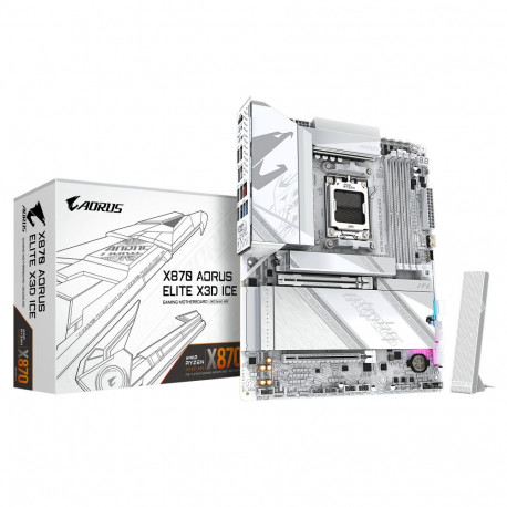 Gigabyte X870 AORUS ELITE X3D ICE emaplaat AMD protsessoriperele AM5 pesaga DDR5 SATA, M.2 liidesteg