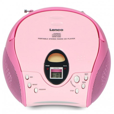 Portable stereo FM radio with CD player Lenco, pink