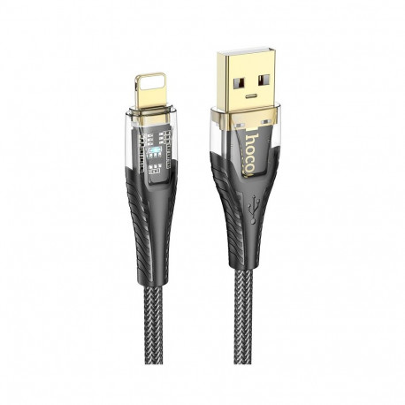 Cable USB A to Lightning Hoco 2,4A 1,2 m U121 black transparent
