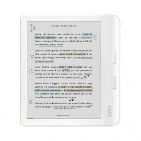 Rakuten Kobo e-luger Libra Colour puuteekraan 32GB Wi-Fi, valge
