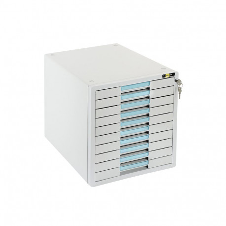 Document cabinet Yellow One YL-SP10GY plastic - 10 trays with lock - grey+blue