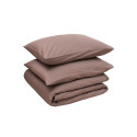 BED COV SET SOLID BROWN SATEEN 140X200