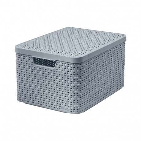 STYLE STORAGE BOXL WITH LID DARK BROWN