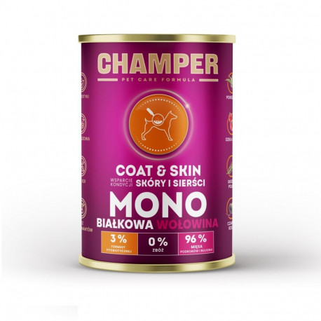 CHAMPER Coat & Skin monoproteiin veiseliha märg koeratoit 400g