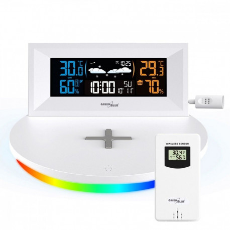 The GreenBlue GB213 is a multifunctional wireless weather station that combines a m