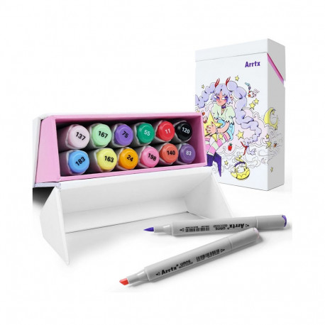 Double-sided Marker Pens ARRTX Oros (12 colors, pastel tones)