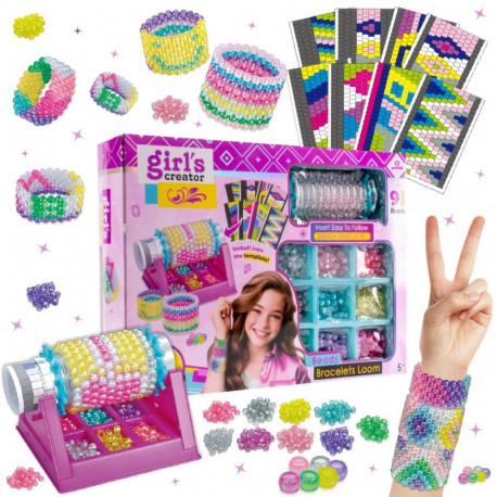 Zestaw kreatywny do robienia biżuterii Zawieszki koraliki - bransoletka 9 kolorów koralików & 8 szbl